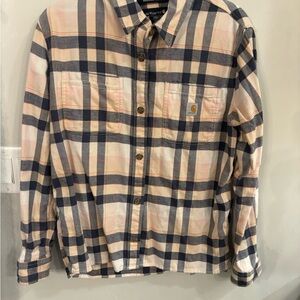 Carhartt Loose Fit Plaid Shirt Jacket in Navy & Peach
